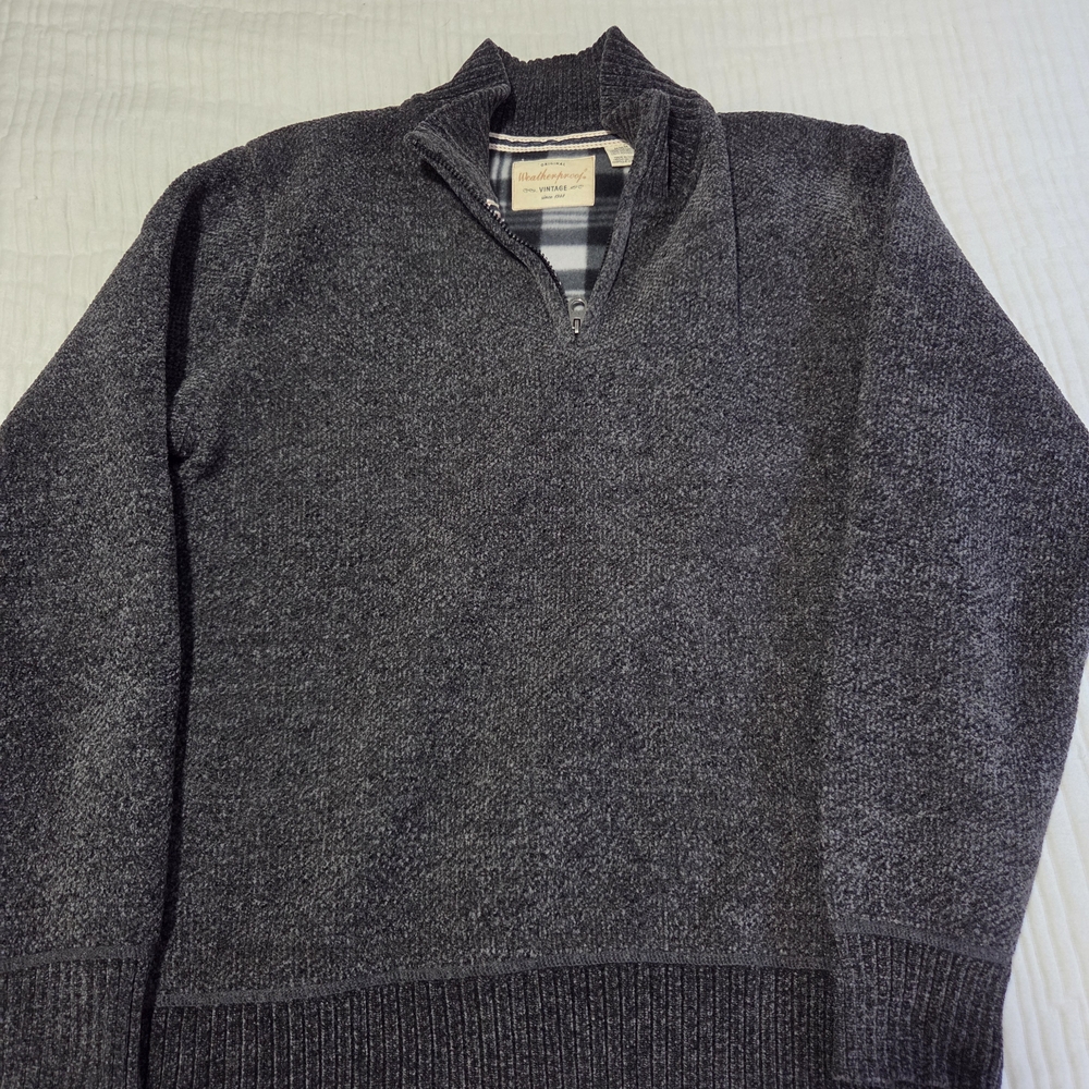 Weatherproof Men's Dark Charcoal Zip-Neck Sweater